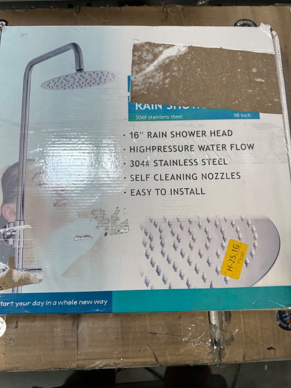 Photo 1 of All Metal Rain Shower Head - Voolan High Flow Square Rainfall Showerhead - Waterfall Full Body Coverage - Universal Ceiling or Wall Mount (16 Inch, Brushed Nickel) 16 Inch Brushed Nickel