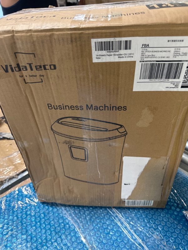 Photo 1 of Paper Shredder,VidaTeco 14-Sheet Cross-Cut Shredder with US Patented Cutter,Also Shreds Card/CD,Heavy Duty Paper Shredder for Home Office,Durable&Fast with Jam Proof System,6.6-Gallon Basket (ETL) Cross Cut 14-Sheet