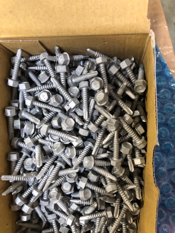 Photo 3 of (500 Pcs) #8 x 1" Hex Washer Head Self Drilling Screws, Zinc - U-Turn (08100LCZC) #8 x 1" Zinc #2 Pkg Size - Small