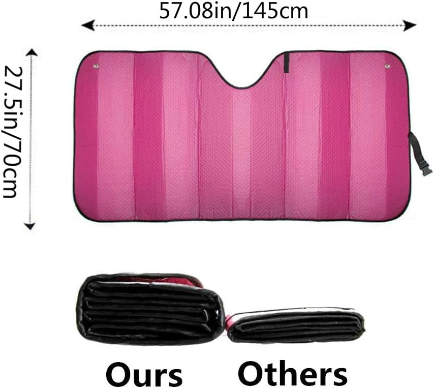 Photo 1 of MCBUTY Windshield Sun Shade for Car Pink Thicken 5-Layer UV Reflector Auto Front Window Sunshade Visor Shield Cover and Keep Your Vehicle Cool(57" × 27.5")