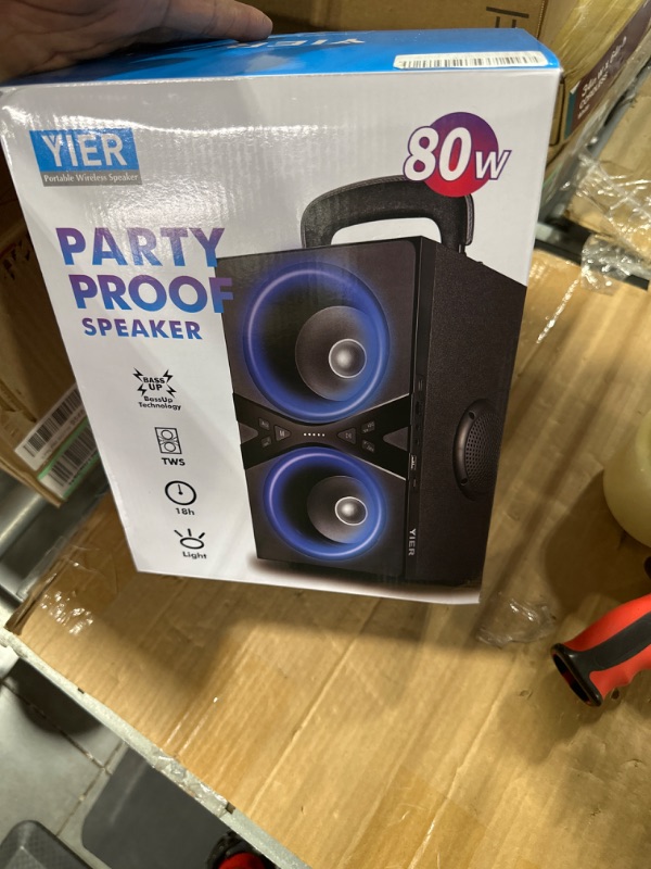 Photo 3 of YIER Bluetooth Speakers, Wireless TWS Portable Bluetooth Speaker with Lights,100dB Loud Bluetooth Speaker with Subwoofer 80W Stereo Sound, Bassup Technology,18-Hour Playtime for Outdoor Party Garden