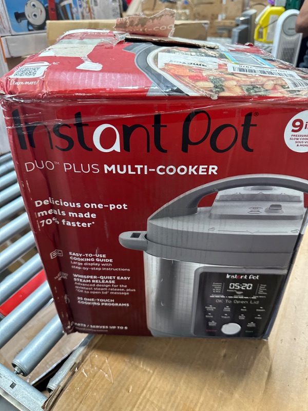 Photo 2 of *****Broken handle****** Instant Pot Duo Plus, 6-Quart Whisper Quiet 9-in-1 Electric Pressure Cooker, Slow Cooker, Rice Cooker, Steamer, Sauté, Yogurt Maker, Warmer & Sterilizer, Free App with 1900+ Recipes, Stainless Steel 6QT Duo Plus