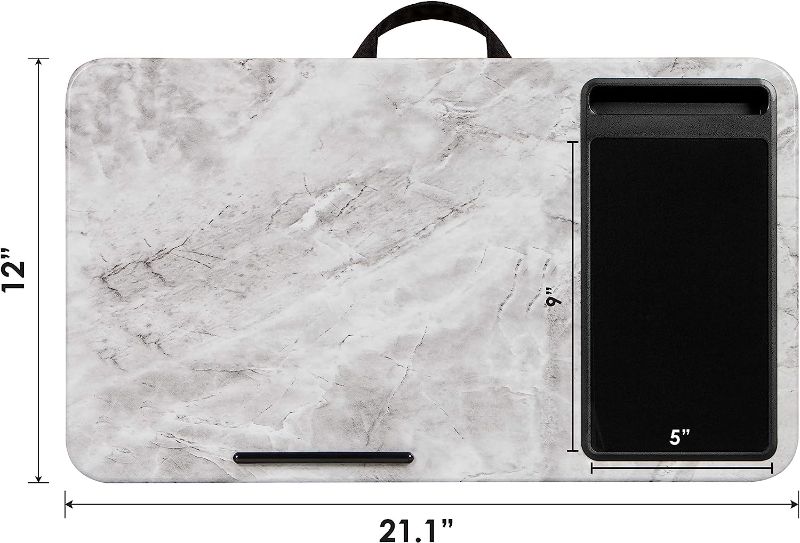 Photo 1 of LapGear Home Office Lap Desk with Device Ledge, Mouse Pad, and Phone Holder - White Marble - Fits up to 15.6 Inch Laptops - Style 