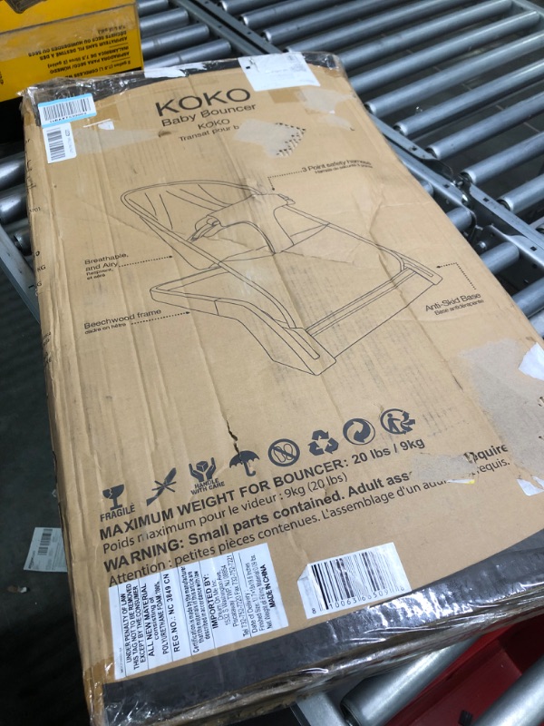 Photo 1 of Evolur Koko Portable Infant Bouncer in Grey, Breathable Fabric, Removable Seat Cover, Easy to Clean Baby Bouncer Gray