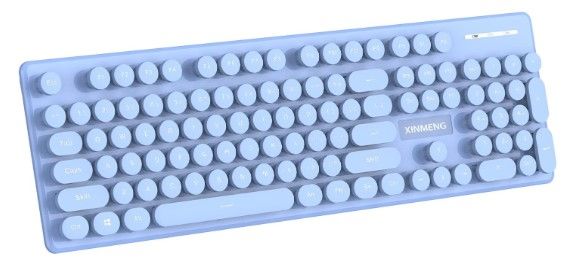 Photo 1 of Wireless Keyboard Typewriter Flexible Keys Office Full-Sized Keyboard, Bluetooth 5.1&2.4G Wireless Dual Modes Compatible with PC/Laptop/Mac(Purple-Blue)