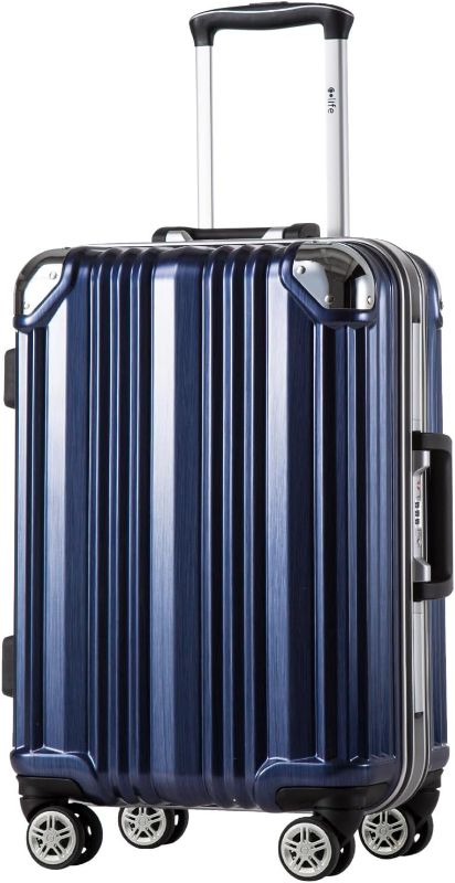 Photo 1 of Coolife Luggage Aluminium Frame Suitcase TSA Lock 100% PC 20in 24in 28in (Blue, M(24in))
