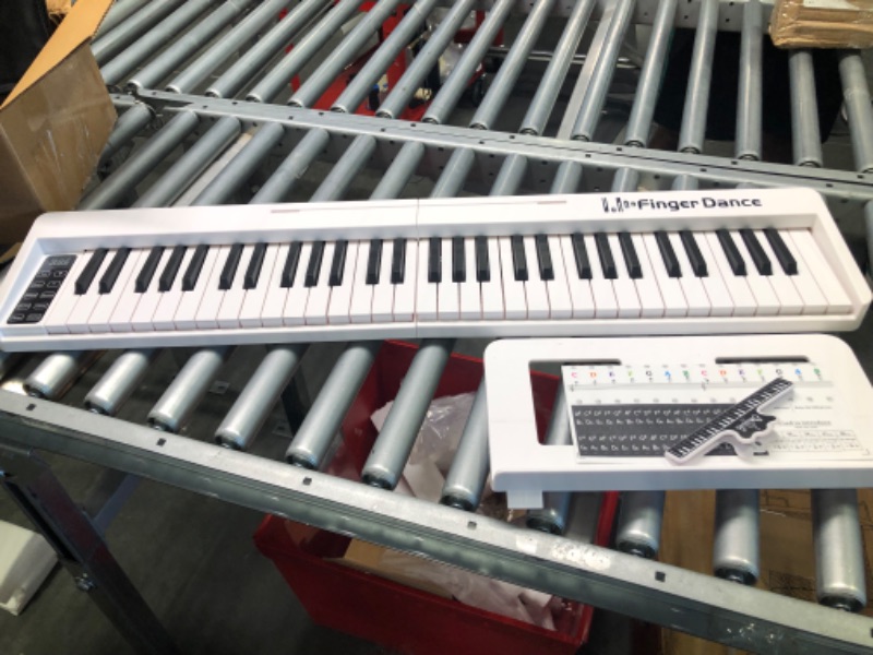 Photo 5 of Finger Dance 61 Key Folding Piano Keyboard, Upgrand Imitation Wood, Pearl White