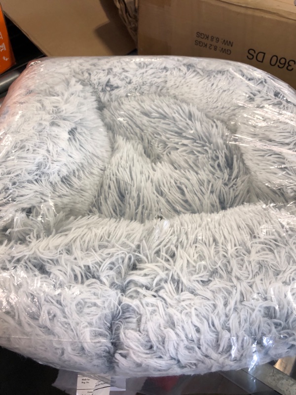 Photo 3 of Best Friends by Sheri The Original Calming Donut Cat and Dog Bed in Lux Fur Gray, Small 23x23 Lux Gray Small 23" x 23" Bed Only