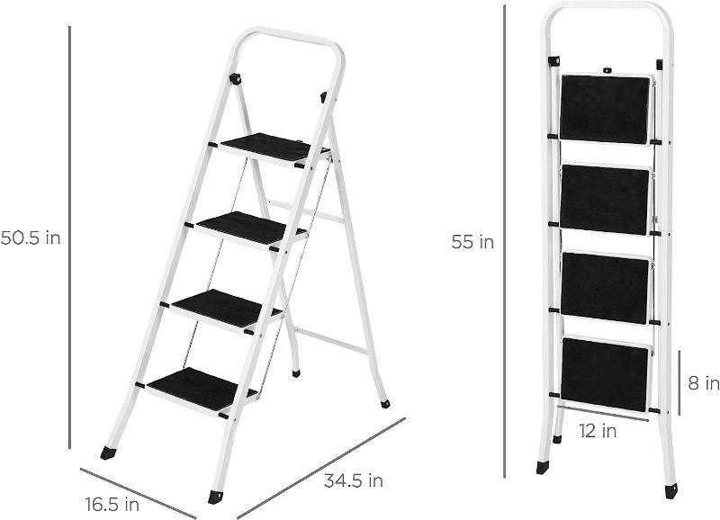 Photo 1 of Best Choice Products 4-Step Portable Folding Heavy-Duty Steel Ladder w/Hand Rail, Wide Platform Steps