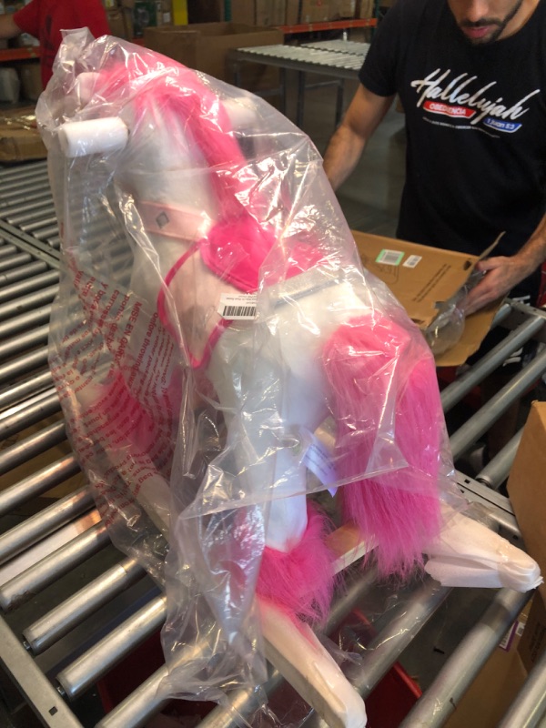 Photo 1 of Animal Adventure | Real Wood Ride-On Plush Rocker | White and Pink Unicorn | Perfect for Ages 3+