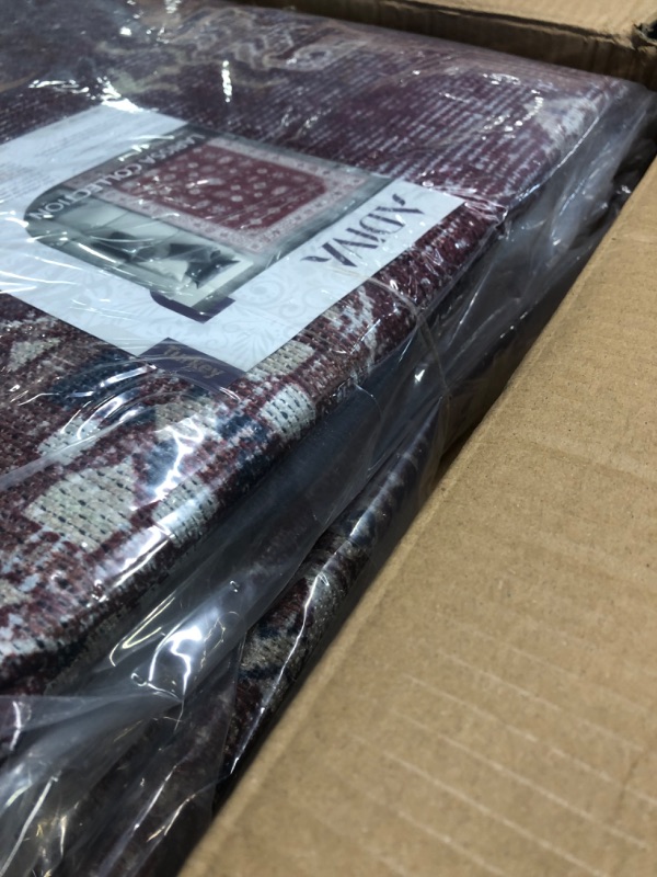 Photo 1 of Adiva Rugs Machine Washable Area Rug with Non Slip Backing for Living Room, Bedroom, Bathroom, Kitchen, Printed Persian Vintage Home Decor, Floor Decoration Carpet Mat (Burgundy, 6' x 9') 6' x 9' Burgundy 45