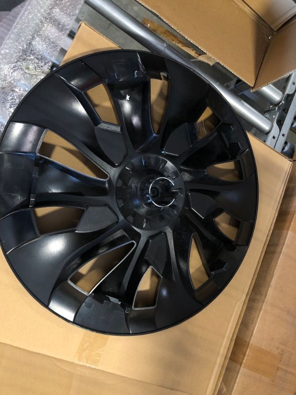 Photo 2 of 19 Inch Wheel Hub Caps, Impact Resistant Wheel Rim Covers Model Y 2021-2023 (Glossy Black)