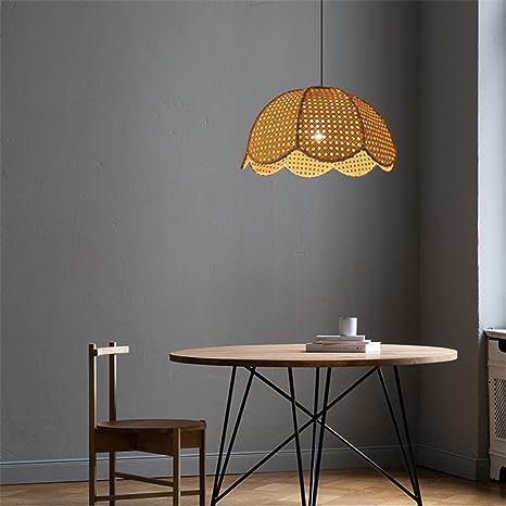 Photo 1 of Arturesthome Rattan Woven Pendant Light Shade, Hand-Woven Flower Shaped Ceiling Chandelier, Handmade Hanging Lamp Crafts Lampshade 60cm 