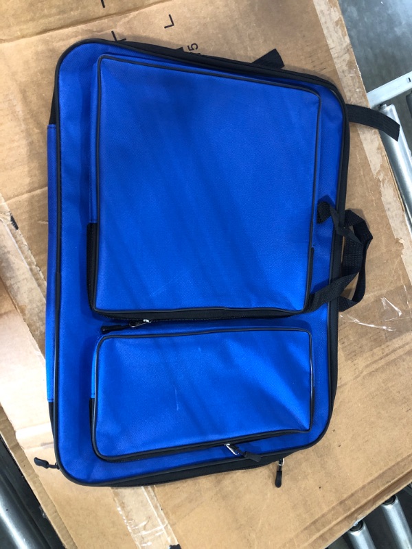 Photo 3 of A3 Art Portfolio Carry Case Adjustable Water-Resistant Art Carrying Shoulder Bag Portable Drawing Board Bag Multi-Functional Zipper Sketching Bags Waterproof Artist Portfolio Tote Bag Navy Blue