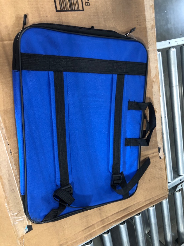 Photo 2 of A3 Art Portfolio Carry Case Adjustable Water-Resistant Art Carrying Shoulder Bag Portable Drawing Board Bag Multi-Functional Zipper Sketching Bags Waterproof Artist Portfolio Tote Bag Navy Blue