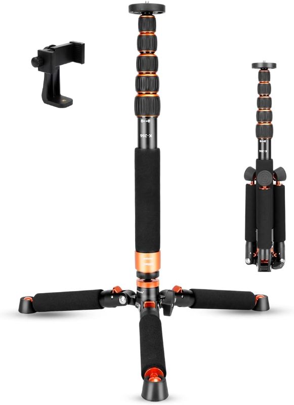 Photo 1 of Koolehaoda Camera Aluminum Monopod with Metal Tripod Base.6 Sections 46-177cm/18-69inch Adjustable, Leg Diameter ?28mm,up to 6kg /13lbs
