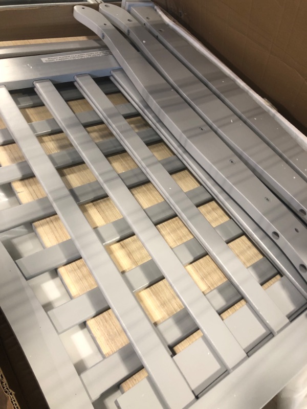 Photo 1 of Dream On Me Violet 4-in-1 Convertible Mini Crib in Pebble Grey, Greenguard Gold Certified, JPMA Certified, 3 Position Mattress Height Settings, Non-Toxic Finish Pebble Grey Crib