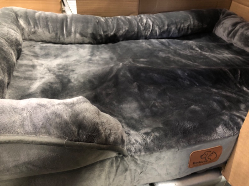 Photo 3 of BEDSURE Large Orthopedic Dog Bed for Large Dogs - Big Waterproof Dog Bed Large, Foam Sofa with Removable Washable Cover, Waterproof Lining and Nonskid Bottom Couch, Pet Bed L?35x25x7"? Grey