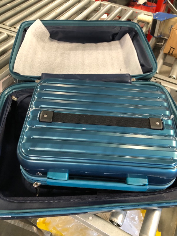 Photo 3 of Coolife Luggage Suitcase expandable (only 28”) ABS+PC Spinner suitcase with TSA Lock carry on 20 in 24in 28in lake green S(20in)_carry on