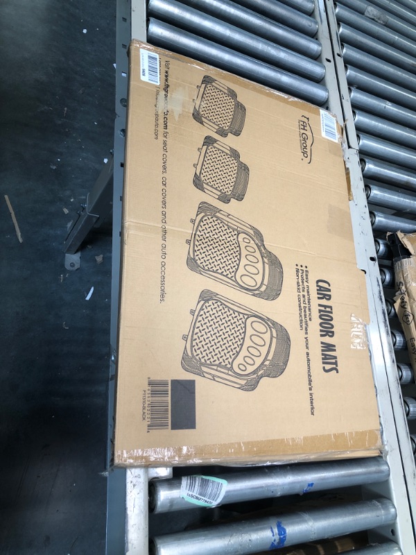 Photo 1 of Automotive Floor Mats Black Universal Fit Trimmable Climaproof for All Weather Protection Heavy Duty Rubber fits Most Cars, SUVs, and Trucks, with Footprint Design, Full Set FH Group F11310BLACK.