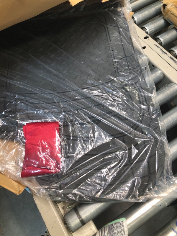Photo 1 of Automotive Floor Mats Black Universal Fit Trimmable Climaproof for All Weather Protection Heavy Duty Rubber fits Most Cars, SUVs, and Trucks, with Footprint Design, Full Set FH Group F11310BLACK.