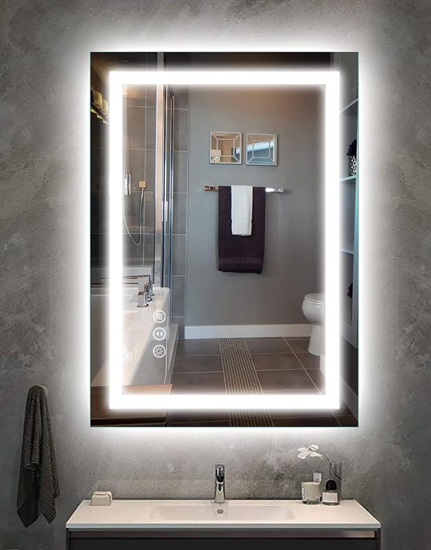 Photo 1 of  LED Bathroom Mirror  with Front and Backlight, Stepless Dimmable Wall Mirrors