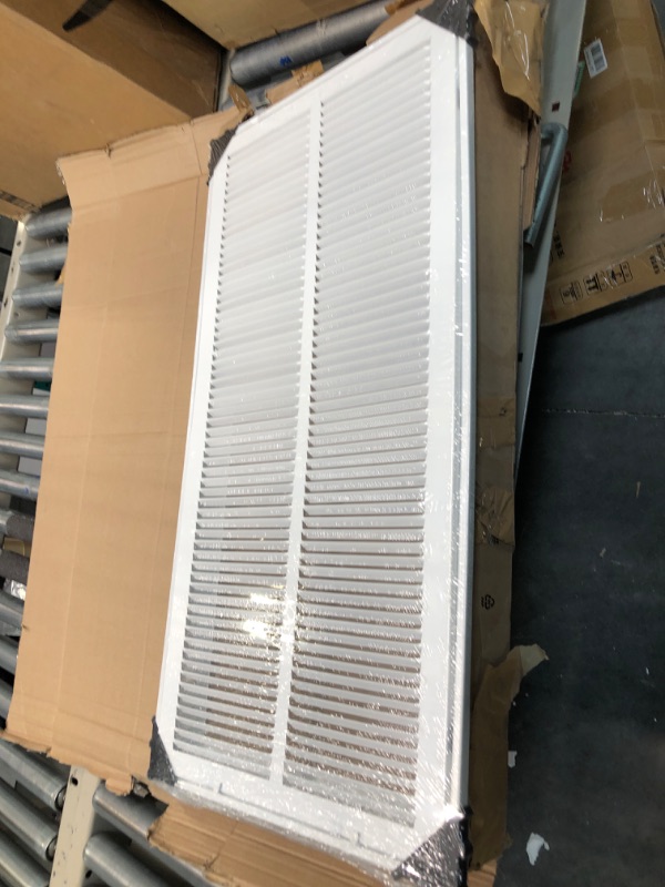 Photo 3 of 14" X 30" Steel Return Air Filter Grille for 1" Filter - Easy Plastic Tabs for Removable Face/Door - HVAC DUCT COVER - Flat Stamped Face -White [Outer Dimensions: 15.75w X 31.75h]