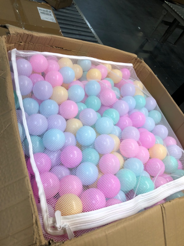 Photo 3 of Amazon Basics BPA Free Crush-Proof Plastic Ball Pit Balls with Storage Bag, Toddlers Kids 12+ Months, 6 Pastel Colors - Pack of 1000 6 Pastel Colors 1,000 Balls