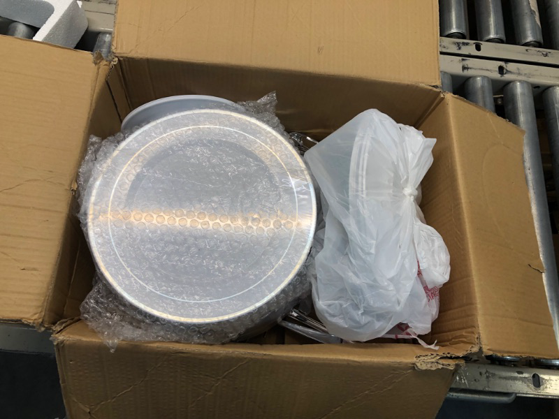 Photo 3 of  Piece Silver Dinnerware Set 50 Guests, Disposable Silver Rim Plates, 50 Dinner Plastic Plates, 50 Salad Silver Plates, 50 Silver Plastic Silverware, 