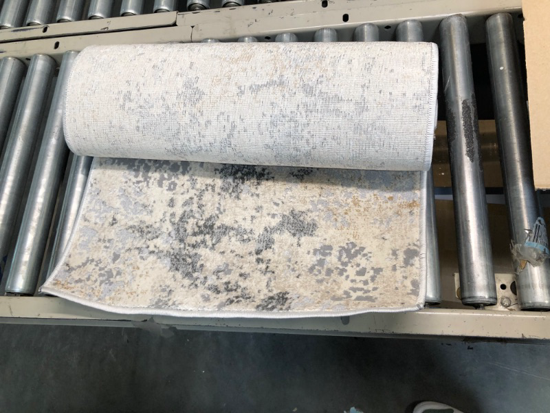 Photo 1 of Lahome Modern Abstract Runner Rug - 3x5 Gray Washable Entry Rug, Soft Non-Slip Contemporary Nursery Mat Indoor Throw Kitchen Carpet for Living Dining Bedroom Chair Decor 3' x 5' Grey/Beige/Yellow