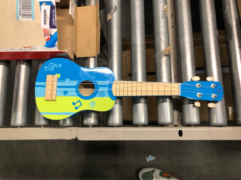 Photo 3 of Hape Kid's Wooden Toy Ukulele in Blue, L: 21.9, W: 8.1, H: 3 inch