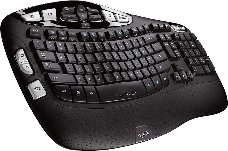 Photo 1 of Logitech K350 Wave Ergonomic Keyboard with Unifying Wireless Technology - Black
