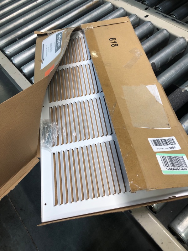 Photo 3 of 24"w X 12"h Steel Return Air Grilles - Sidewall and Ceiling - HVAC Duct Cover - White [Outer Dimensions: 25.75"w X 13.75"h]