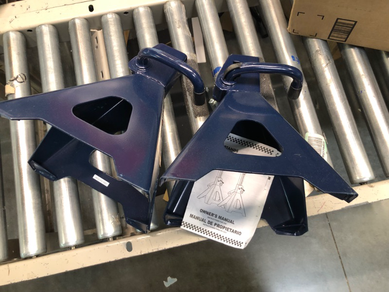 Photo 3 of TCE 6 Ton (12,000 LBs) Capacity Double Locking Steel Jack Stands, 2 Pack, Blue, AT46002AU 6 Ton (12,000 lb) Jack Stands