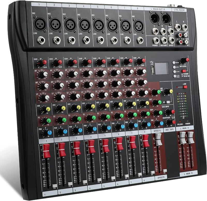 Photo 1 of 8-Channel Audio Mixer - Bluetooth USB, Integrated Effects & DJ Functionality - Perfect for Computer Recording - Complete with Sound Board, RCA I/O - Seamless Mixing, Superior Sound - Ideal for DJs