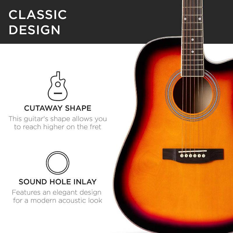 Photo 1 of Best Choice Products 41in Beginner Acoustic Guitar Full Size All Wood Cutaway Guitar