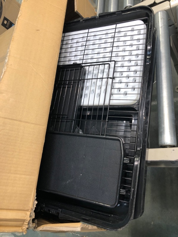 Photo 4 of 3 Levels Chinchilla Ferret Hamster Pet Crate with Caster Tray and Urine Guard (Black)