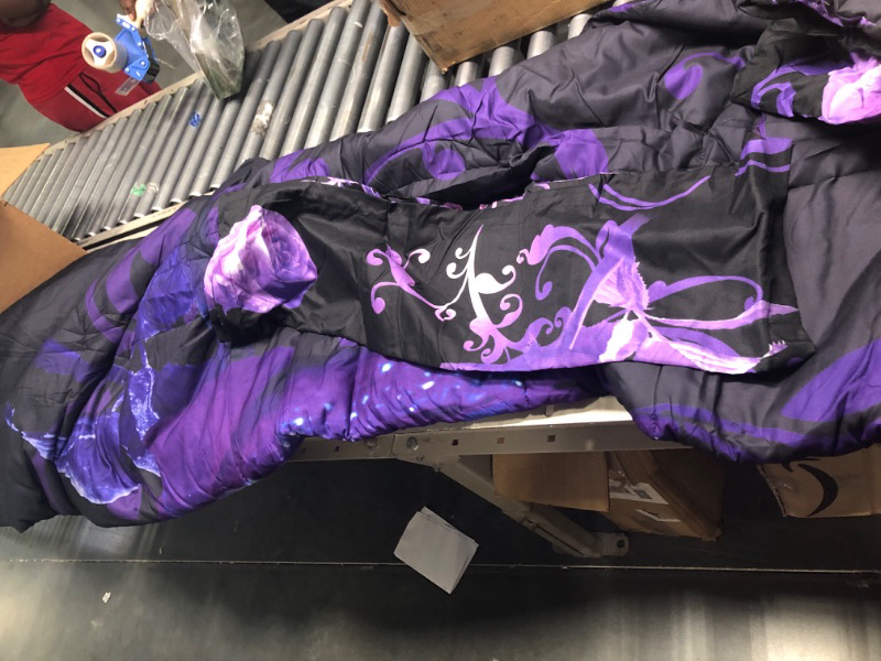 Photo 1 of 3D Purple Rose Duvet Cover Sheet Set Queen, Reversible Purple Rose Pattern Printed Bedding Comforter Cover with Zipper Closure, 7 Pieces Bundle Soft Microfiber Bedding Duvet Cover Sheets