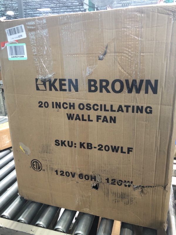 Photo 1 of KEN BROWN 20 Inch Industrial Oscillating Wall Mount Fan 5500CFM,Heavy Duty,High Velocity,3- Speed,Black