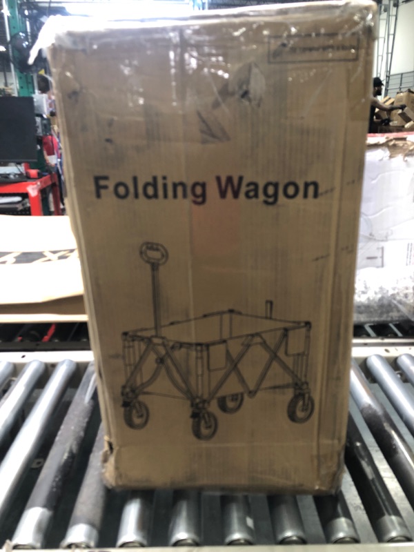 Photo 2 of 220L Collapsible Folding Wagon with 330Lbs Large Capacity, Wagons Carts Heavy Duty Foldable with Side Pocket & Brakes [1 Year Warranty]