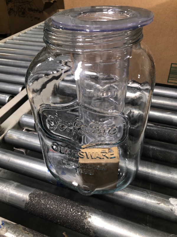 Photo 3 of 2 Gallon Glass Beverage Dispenser with Ice and Fruit Infusers, Stainless Steel Spigot, Chalkboard Label and Metal Lid, Wide Mouth Lemonade Drink Dispenser, Yorkshire Mason Jar, Kombucha Fermenting