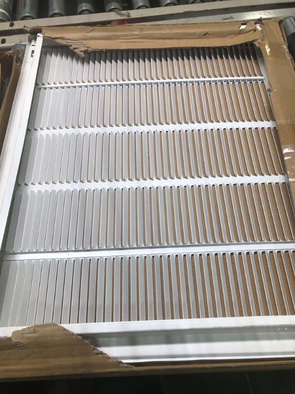 Photo 3 of 25" X 20" Steel Return Air Filter Grille for 1" Filter - Easy Plastic Tabs for Removable Face/Door - HVAC Duct Cover - Flat Stamped Face -White [Outer Dimensions: 26.75w X 21.75h]