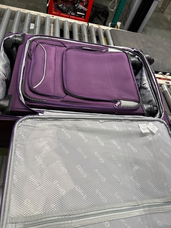 Photo 4 of Coolife Luggage 3 Piece Set Suitcase Spinner Softshell lightweight (purple+sliver)