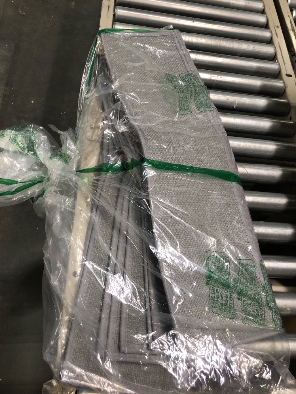 Photo 1 of Jute Stair Treads Non Slip for Wooden Steps Set of 15, Easy Install Anti Slip Stair Padding Indoor, Gray Stair Covers for Wood Stairs, Skid Resistant No Adhesive Step Traction, Grey 8X30 Inches Set of 15 Grey 15