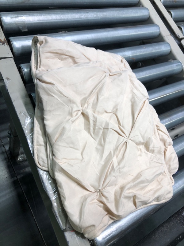 Photo 1 of Amazon Basics Pinch Pleat All-Season Down-Alternative Comforter Bedding Set - Full / Queen, Beige Beige Full/Queen Bedding Set