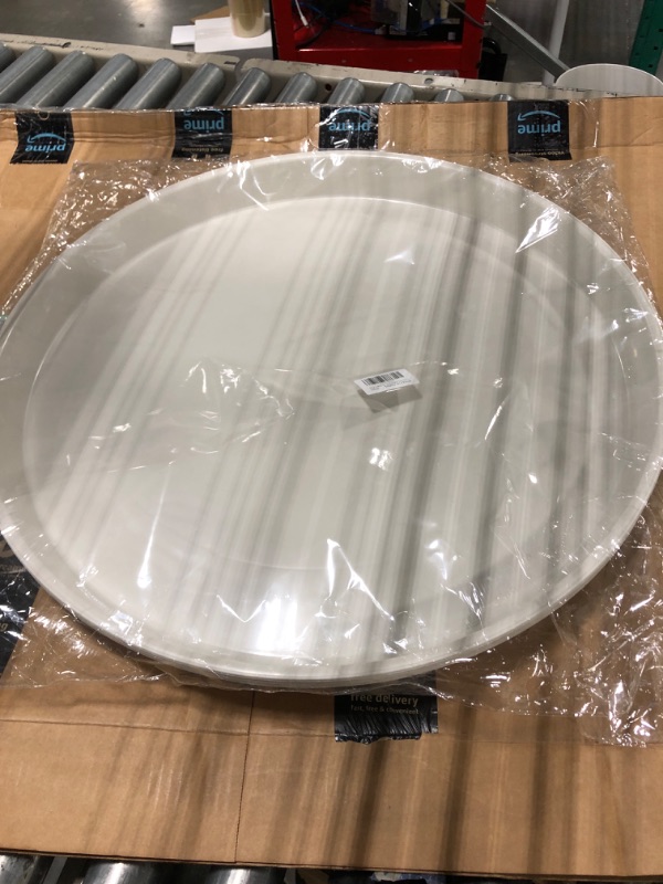 Photo 3 of Angde Plant Saucer 23.5 inch (21 Inch Base), 4 Pack of Plant Drip Trays 24 inch Round, Large Plant Tray, Plastic Plant Water Tray for Pots, Pot Saucers for Planter 20"/21"/23"/24"/25" (Creamy White) 24" (4Pack) Creamy White