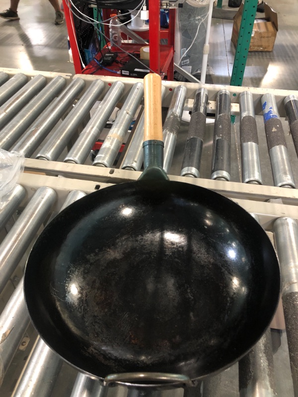 Photo 3 of Yosukata Blue Carbon Steel Wok Pan – 14' Woks and Stir Fry Pans - Chinese Hammered Wok Round Bottom Pow Wok - Traditional Chinese Japanese Woks