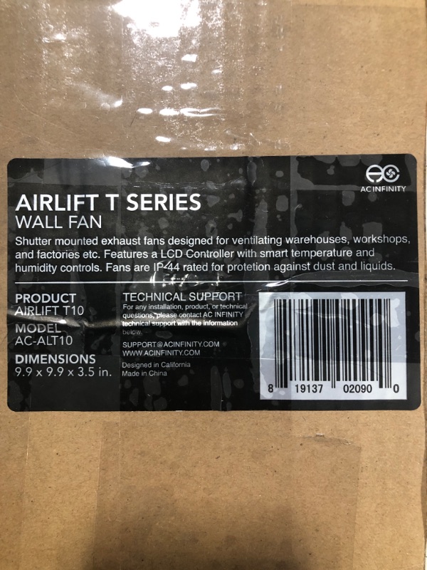 Photo 3 of AC Infinity AIRLIFT T10, Shutter Exhaust Fan 10" with Temperature Humidity Controller, EC Motor - Wall Mount Ventilation and Cooling for Sheds, Attics, Workshops