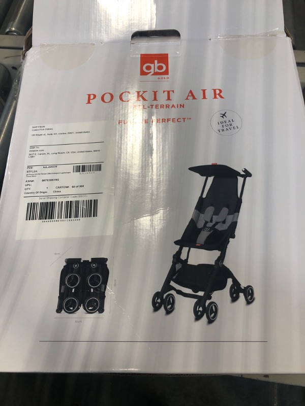 Photo 3 of gb Pockit Air All Terrain Ultra Compact Lightweight Travel Stroller with Breathable Fabric in Velvet Black Velvet Black Pockit Air