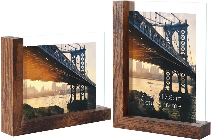 Photo 1 of 4x6 + 5x7 Rustic L Shaped Double Sided Picture Frames Set of 2
